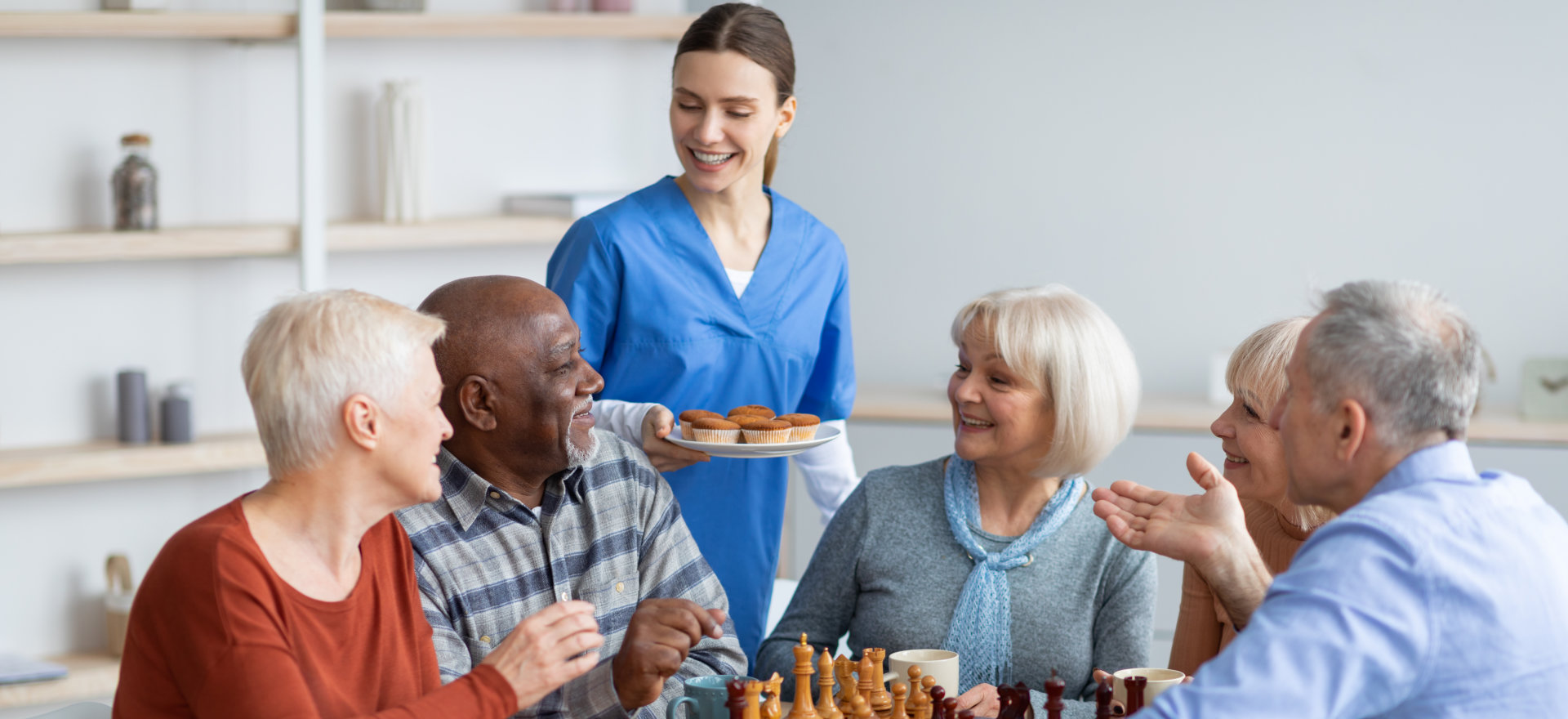 a group of veterans and a caregiver